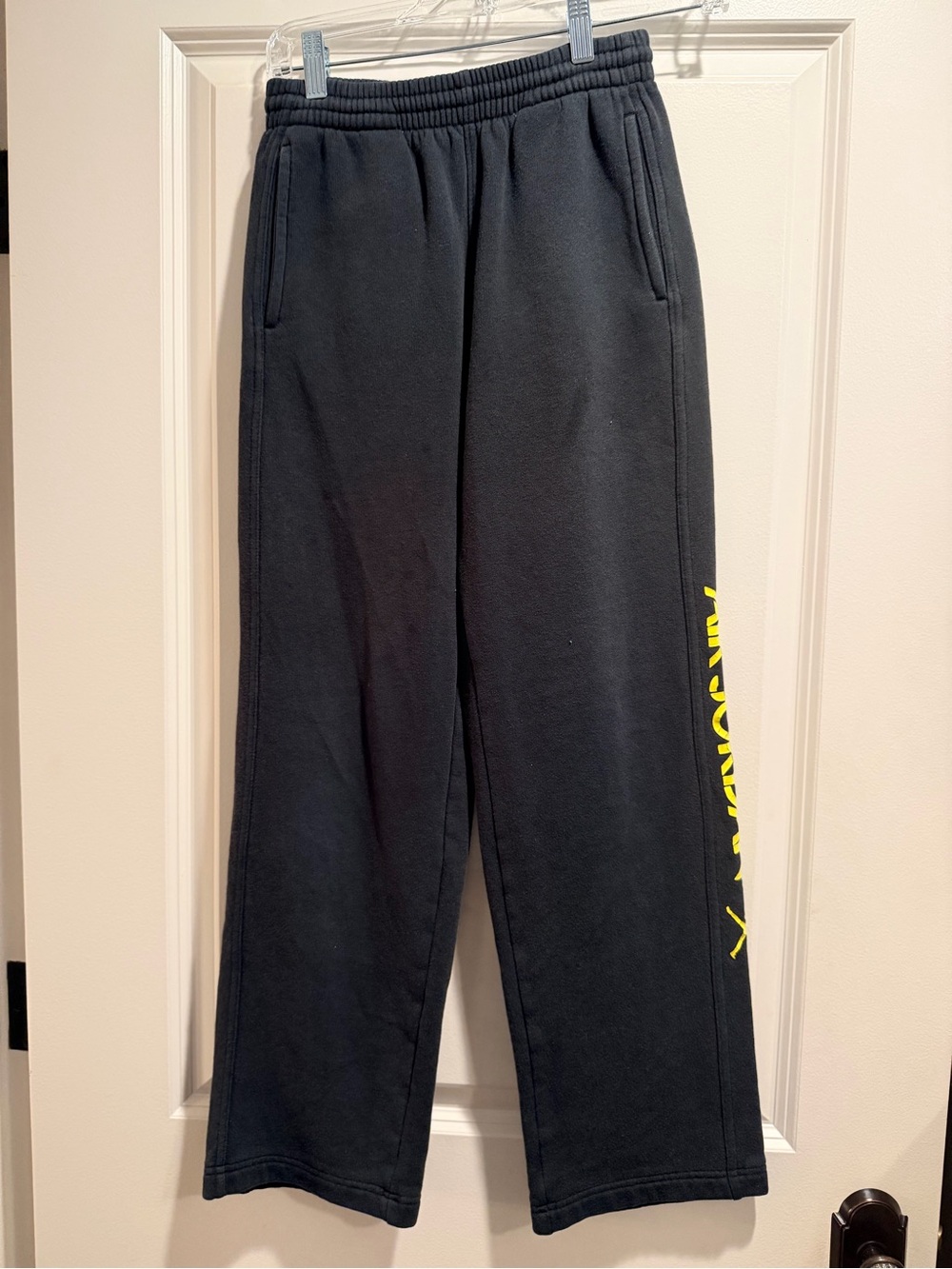 Jordan Black Sweatpants with Yellow Side Logo